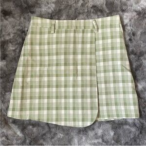 Green Plaid Mini Skort
